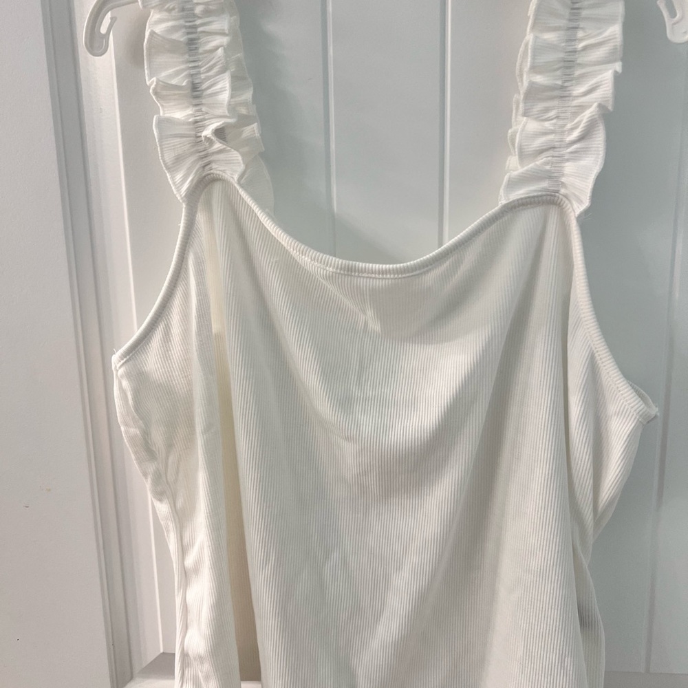SHEIN White Ruffled Tank Top